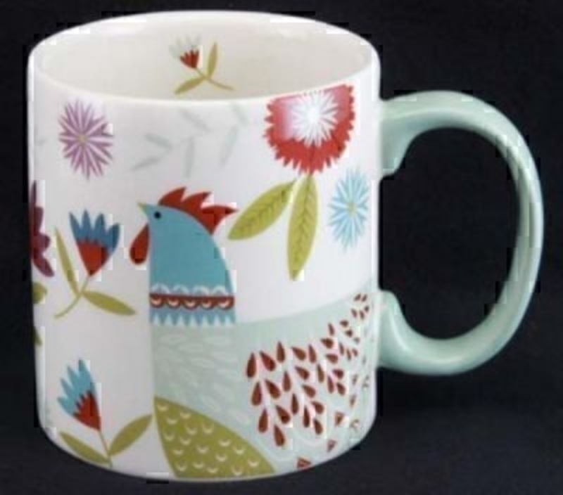 Colourful hen mug by Gisela Graham - ceramic. Would make a great gift for lovers of chickens or as an Easter Gift. Size 8.5x8cm